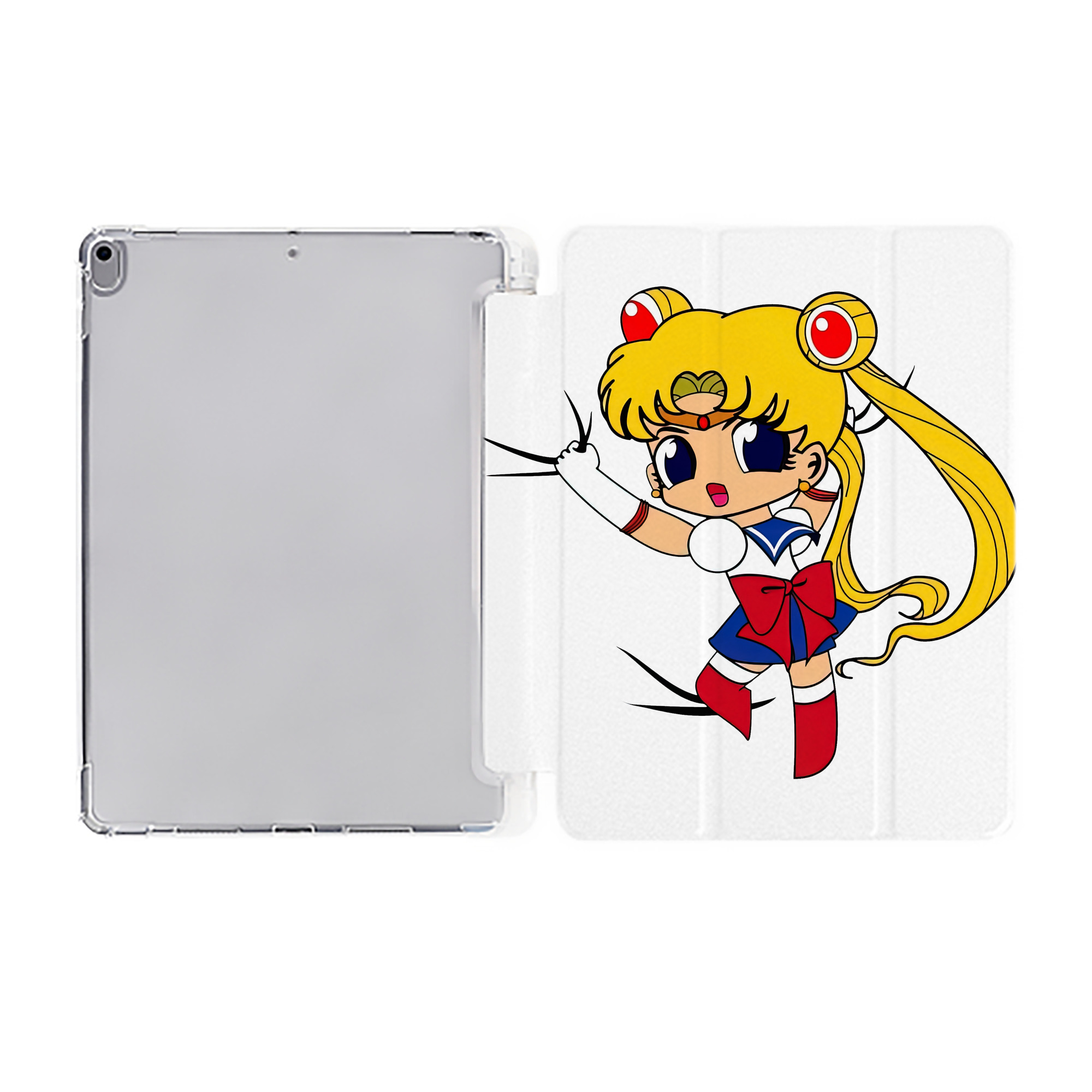 （画像用） 美少女戦士セーラームーン 月野 うさぎ つきの うさぎ Sailor Moon Tsukino Usagi IPad ケース ペン収納付き 三つ折りスタンド PUレザー×シリコン 対応機種9.5/10.5/10.9インチ